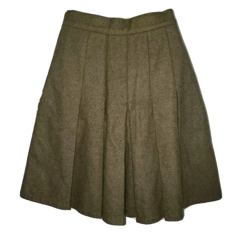 Vtg Goldie Culotte Y2K Skort Retro Pleated Wool Blend Button Up‎ Brown Sz 2